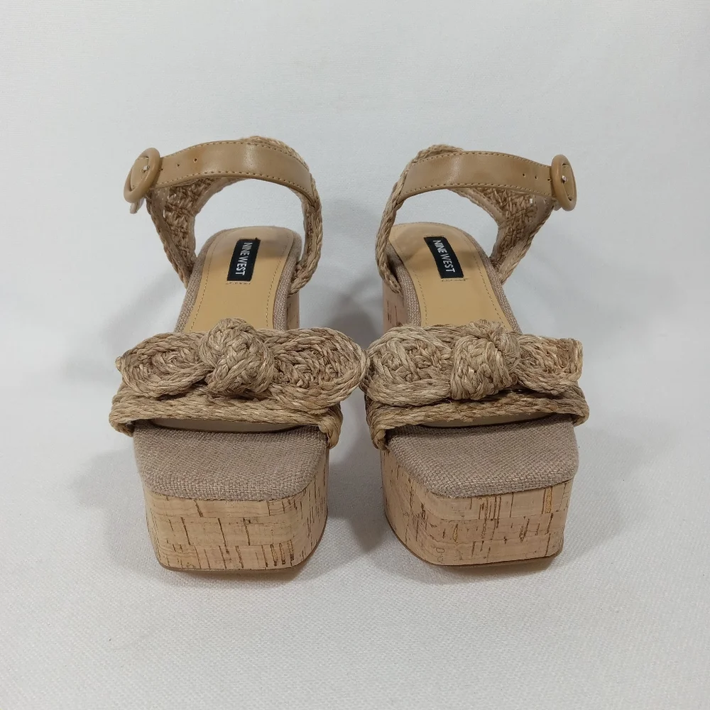 NINE WEST Beige Woven Platform Sandals Women's Size 5.5 M